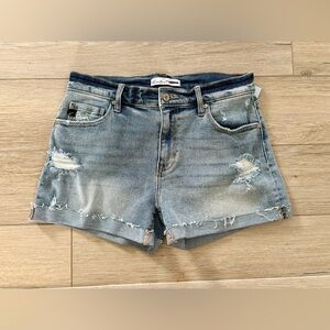 NWOT Kancan stretchy blue jean shorts distressed country summer size 27